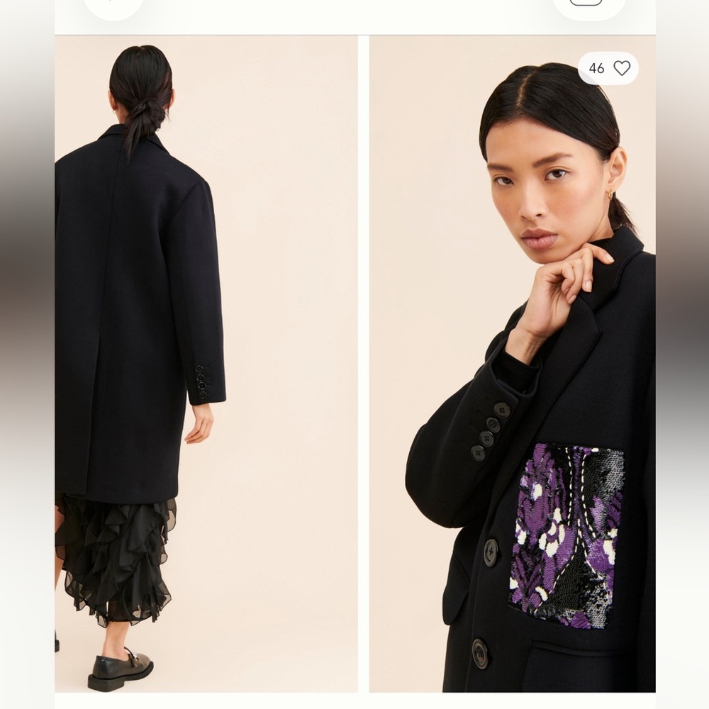 Dhruv Kapoor black coat with sequin detail. - Picture 2 of 6